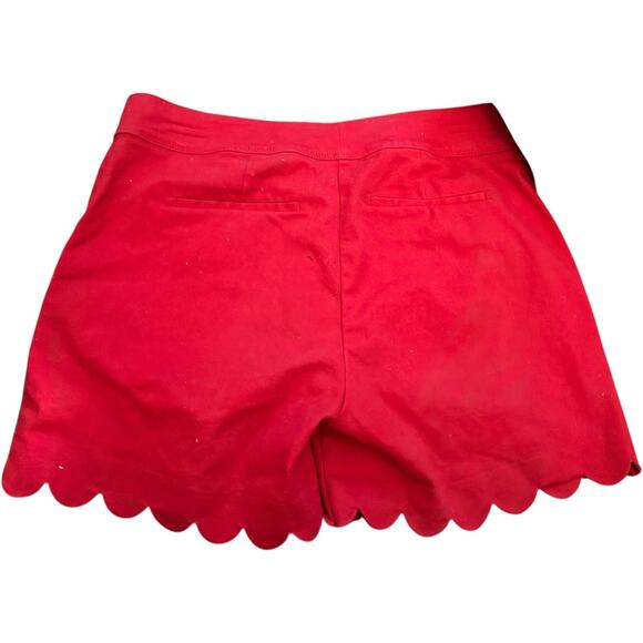 Isaac Mizrahi Red Shorts, Scalloped Hem Stretch Preppy, Women's Size 8 - Picture 2 of 4